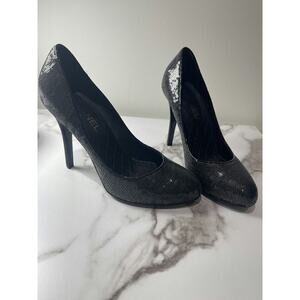Chanel Black Sequin Platform Pumps
